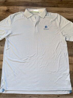 Tasc performance cloud polo Men’s Light Blue Striped Shirt